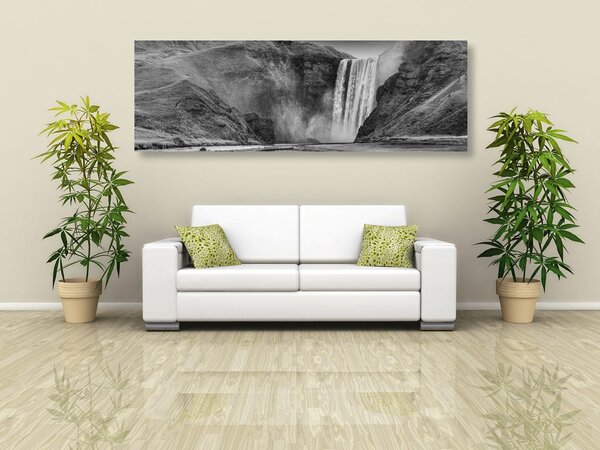 Tablou cascadă iconică în Islanda în design alb-negru