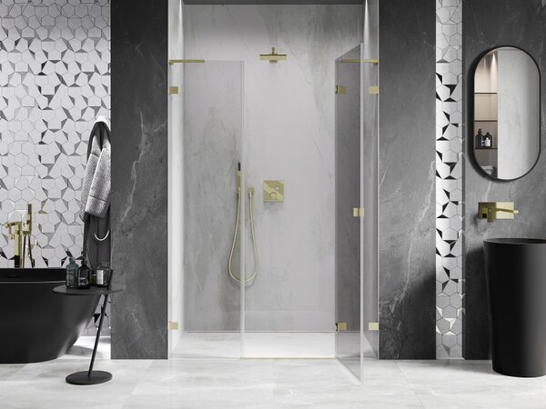 Mexen Lunar L, ușă de duș cu balamale pe dreapta 120 cm, sticlă transparentă de 8 mm, profil auriu mat, 834SL-120-050-55-00-P