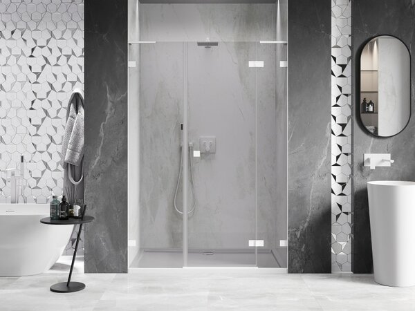 Mexen Lunar L, ușă de duș cu balamale pe dreapta 120 cm, sticlă transparentă de 8 mm, profil alb, 834SL-120-050-20-00-P