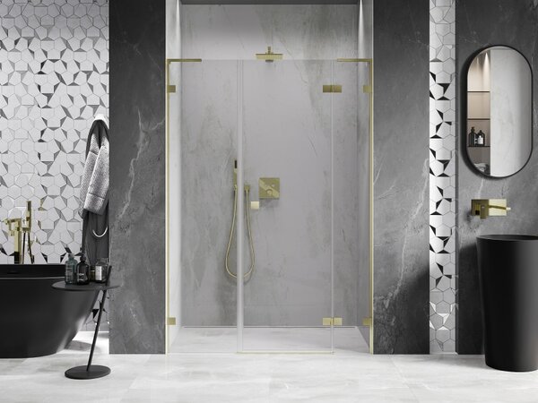 Mexen Lunar L, ușă de duș cu balamale pe dreapta 120 cm, sticlă transparentă de 8 mm, profil auriu mat, 834SL-120-050-55-00-P
