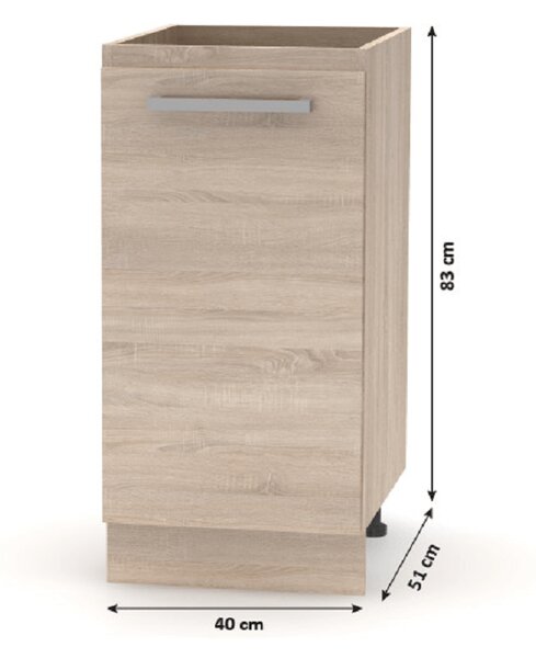 Set bucatarie NOVA PLUS, stejar sonoma/alb, PAL, 240 cm