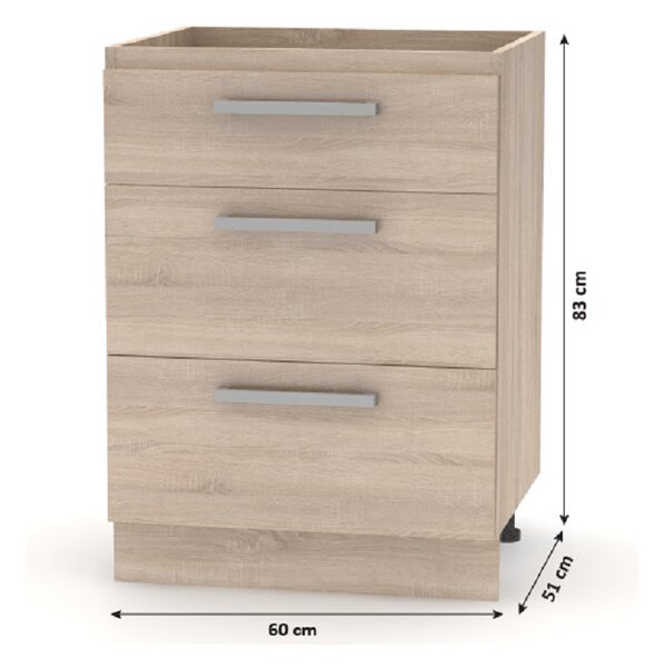Set bucatarie NOVA PLUS, stejar sonoma/alb, PAL, 240 cm