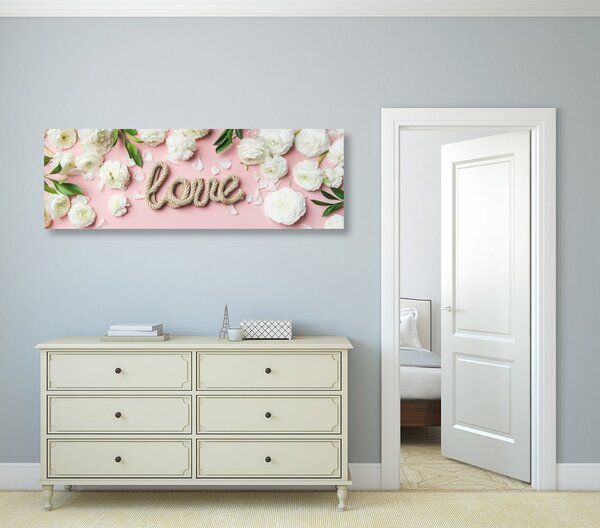 Tablou cu inscripție Love în design romantic