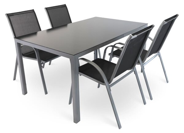 Set gradina Lucio 2, dreptunghi - 4 locuri, negru / gri