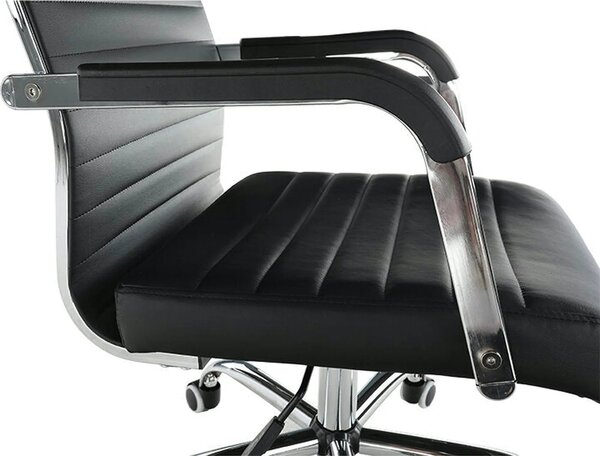Scaun de birou FARAN, negru/crom, piele ecologica/metal, 54x63x102/110