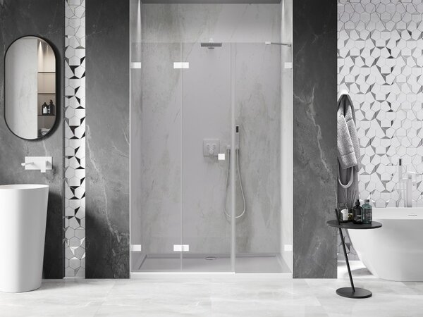 Mexen Lunar-F, ușă de duș pliabilă stânga 110 cm, sticlă transparentă de 8 mm, profil alb, 836S-110-050-20-00-L