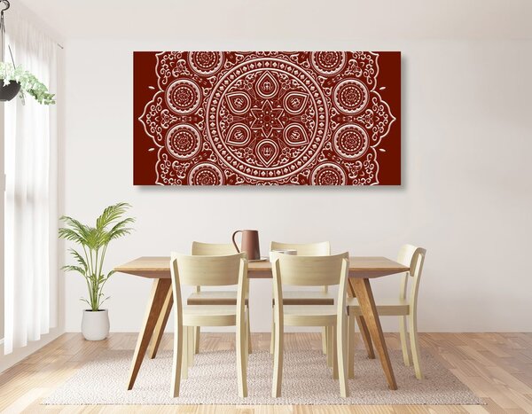 Tablou Mandala etnică fină în design vișiniu