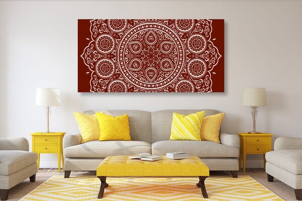 Tablou Mandala etnică fină în design vișiniu
