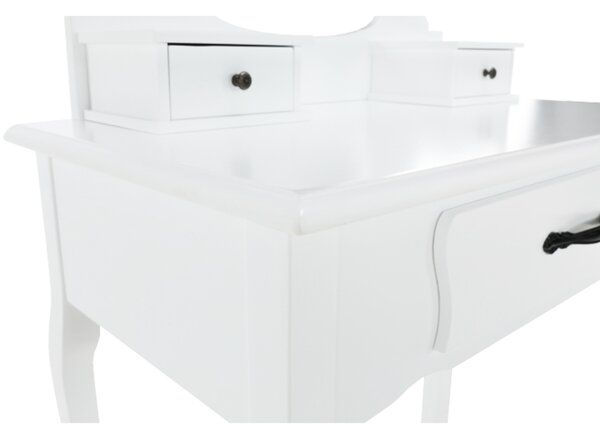 Masa de toaleta LINET NEW, alb/auriu, cu taburet si oglinda, 72x40x136