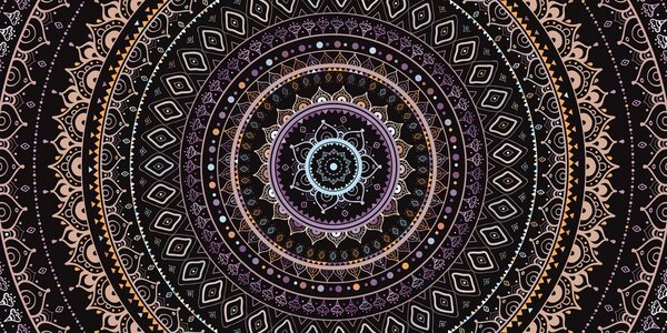 Tablou Mandala cu modelul de soare în nuanțe de violet