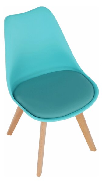 Scaun BALI NEW, mentol/fag, piele ecologica/plastic/lemn, 48x56x81 cm