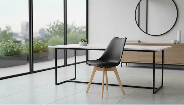 Scaun BALI 2 NEW, maro inchis/fag, piele ecologica/lemn, 48x56x80 cm