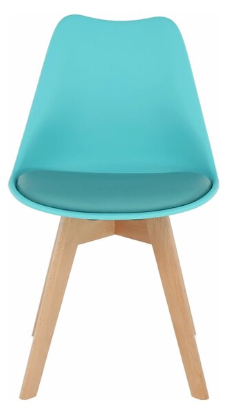 Scaun BALI NEW, mentol/fag, piele ecologica/plastic/lemn, 48x56x81 cm
