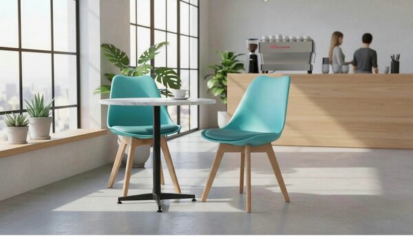 Scaun BALI NEW, mentol/fag, piele ecologica/plastic/lemn, 48x56x81 cm