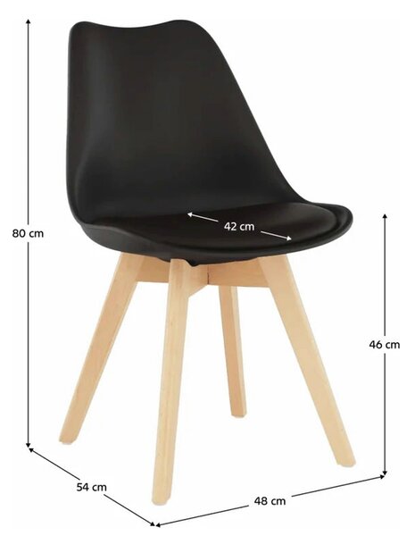 Scaun BALI 2 NEW, maro inchis/fag, piele ecologica/lemn, 48x56x80 cm