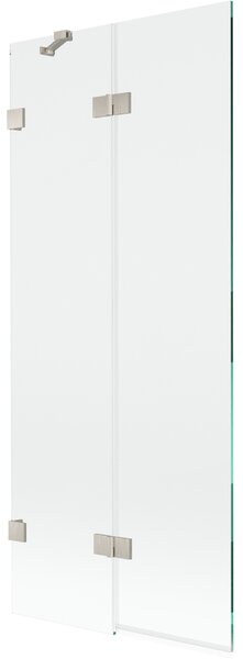 Mexen Lunar, paravan de cadă cu 2 aripi, stânga, 80 x 150 cm, sticlă transparentă, oțel periat, 897-080-100-97-00-L