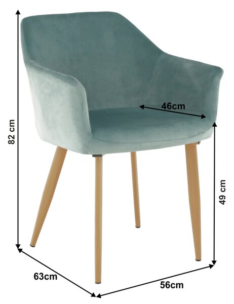 Scaun ODOVEL, menta/fag, tesatura/metal, 56x63x82 cm