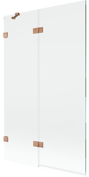 Mexen Lunar, paravan de cadă cu 2 aripi, stânga, 110 x 150 cm, sticlă transparentă, cupru mat, 897-110-100-65-00-L