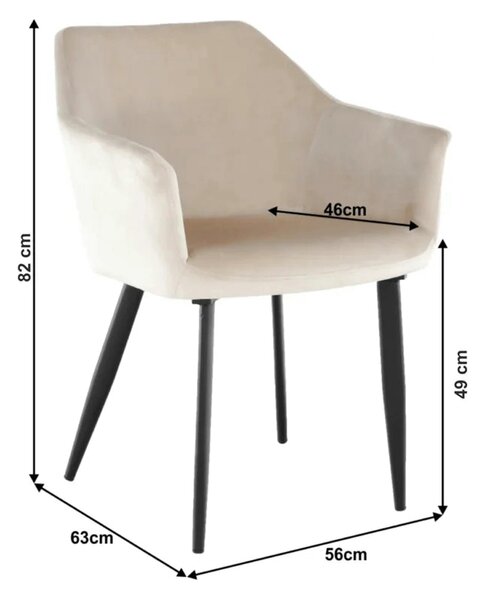 Scaun ODOVEL, bej/negru, tesatura/metal, 56x63x82 cm