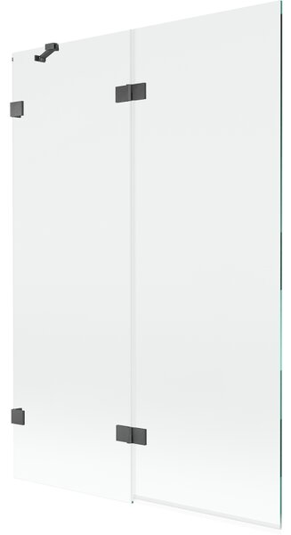 Mexen Lunar, paravan de cadă cu 2 aripi, stânga, 120 x 150 cm, sticlă transparentă, grafit, 897-120-100-66-00-L