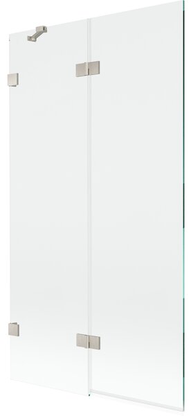 Mexen Lunar, paravan de cadă cu 2 aripi, stânga, 100 x 150 cm, sticlă transparentă, oțel periat, 897-100-100-97-00-L