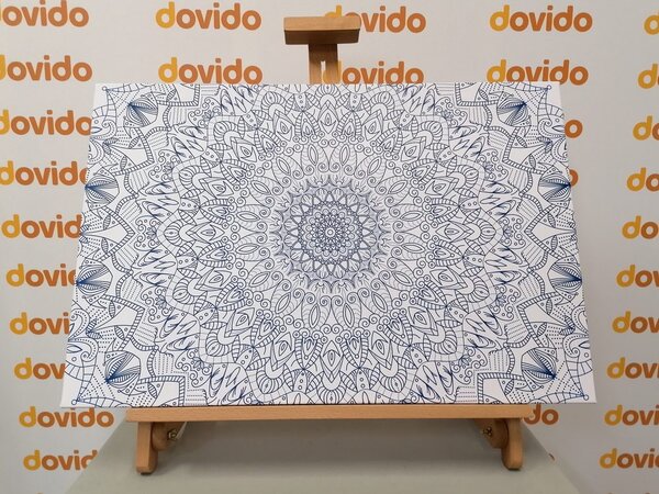 Tablou Mandala decorativă detaliată în culoarea albastră
