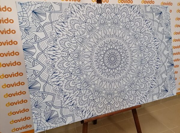 Tablou Mandala decorativă detaliată în culoarea albastră