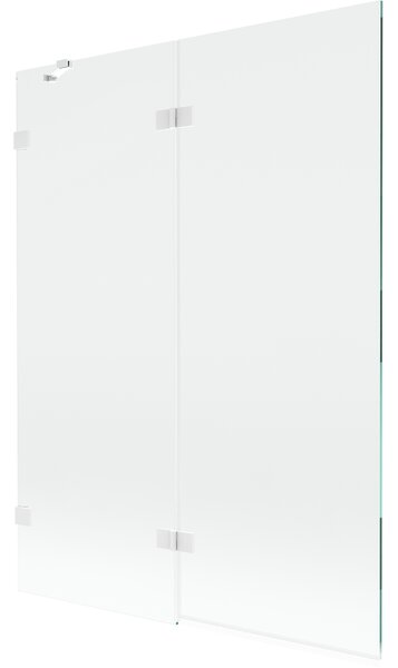 Mexen Lunar, paravan de cadă cu 2 aripi stânga 130 x 150 cm, sticlă transparentă, alb, 897-130-100-20-00-L