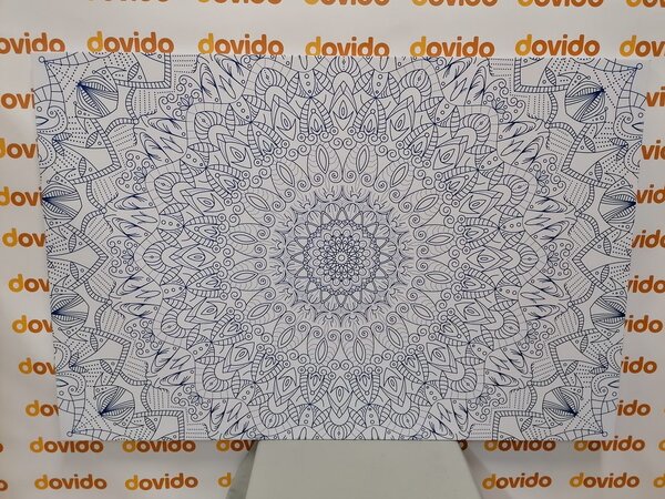 Tablou Mandala decorativă detaliată în culoarea albastră