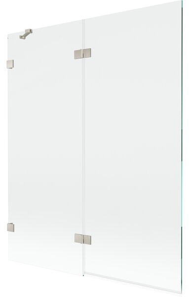 Mexen Lunar, paravan de cadă cu 2 aripi, stânga, 140 x 150 cm, sticlă transparentă, oțel periat, 897-140-100-97-00-L