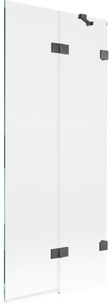 Mexen Lunar, paravan de cadă cu 2 aripi, dreapta, 80 x 150 cm, sticlă transparentă, grafit, 897-080-100-66-00-P