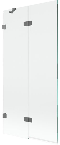 Mexen Lunar, paravan de cadă cu 2 aripi, stânga, 90 x 150 cm, sticlă transparentă, grafit, 897-090-100-95-00-L
