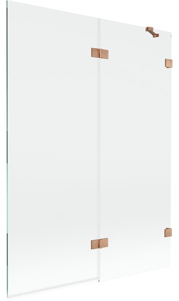 Mexen Lunar, paravan de baie cu 2 aripi dreapta 130 x 150 cm, sticlă transparentă, cupru mat, 897-130-100-65-00-P