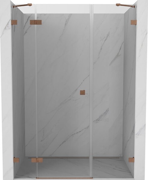 Ușă de duș Mexen Lunar, cu balamale pe stânga, 120 cm, sticlă transparentă de 8 mm, profil mat cupru, 834S-120-050-65-00-L