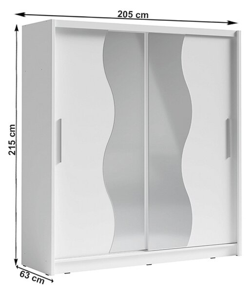 Dressing BIRGAMO TYP 1, alb, DTD laminat, cu 2 usi, 205x63x215 cm