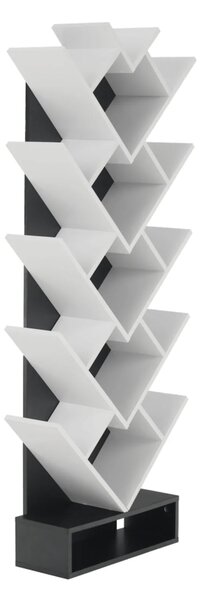 Biblioteca VEVEY, alb/negru, PAL melaminat, 59x22x150 cm