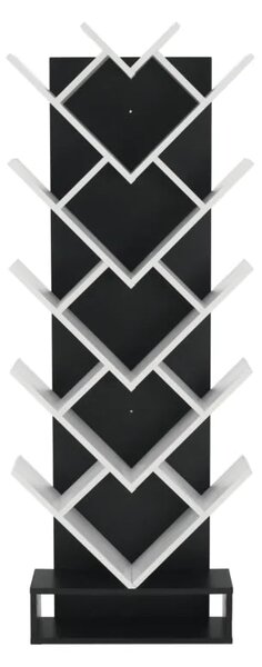 Biblioteca VEVEY, alb/negru, PAL melaminat, 59x22x150 cm