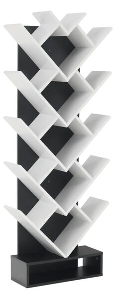 Biblioteca VEVEY, alb/negru, PAL melaminat, 59x22x150 cm