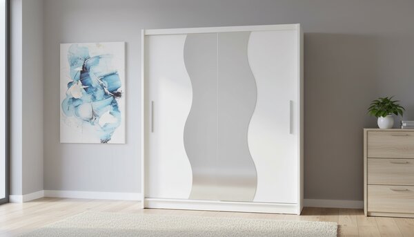 Dressing BIRGAMO TYP 1, alb, DTD laminat, cu 2 usi, 205x63x215 cm