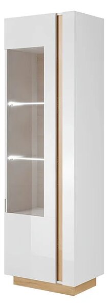 Vitrina CITY, alb/stejar, PAL melaminat/sticla, 60x40x194 cm