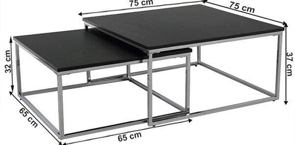 Set 2 masute cafea AMIAS, negru/crom