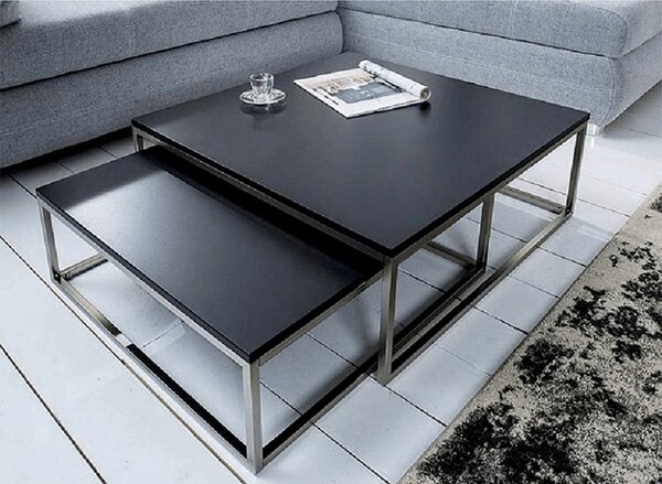 Set 2 masute cafea AMIAS, negru/crom