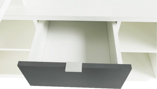 Birou DALTON 2 NEW VE 02, alb/gri, PAL melaminat, 168x138x75 cm