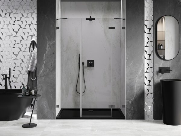 Ușă de duș Mexen Lunar, cu balamale pe dreapta, 120 cm, sticlă transparentă de 8 mm, profil grafit, 834S-120-050-95-00-P