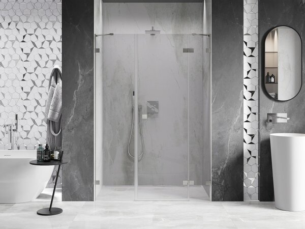 Ușă de duș Mexen Lunar, cu balamale pe dreapta, 120 cm, sticlă transparentă de 8 mm, profil din oțel, 834S-120-050-97-00-P