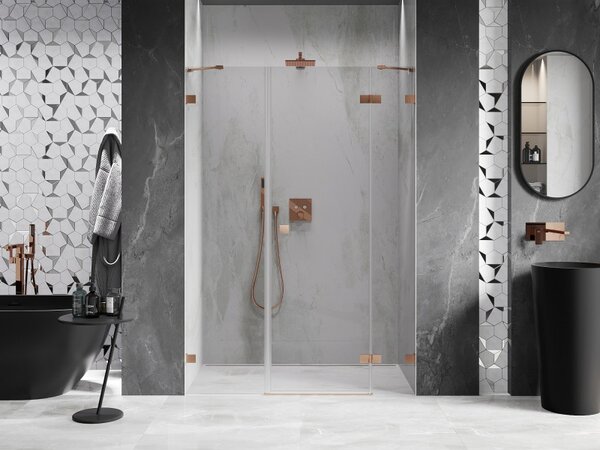 Mexen Lunar, ușă de duș cu balamale pe dreapta 120 cm, sticlă transparentă de 8 mm, profil mat cupru, 834S-120-050-65-00-P