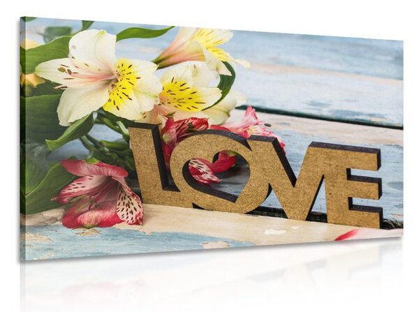 Tablou cu inscripție din lemn Love