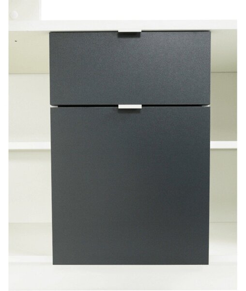 Birou DALTON 2 NEW VE 02, alb/gri, PAL melaminat, 168x138x75 cm
