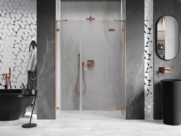 Mexen Lunar, ușă de duș cu balamale pe dreapta 120 cm, sticlă transparentă de 8 mm, profil mat cupru, 834S-120-050-65-00-P