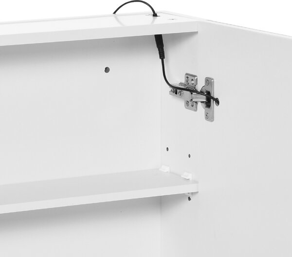 HOMCOM Dulap Baie cu 1 Usa Basculanta Oglinda si Lumini LED 60 x 50 x15cm | Aosom Romania